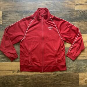 Vintage Y2K Old Navy Red Track Full Zip Sweatshirt Logo Size Large